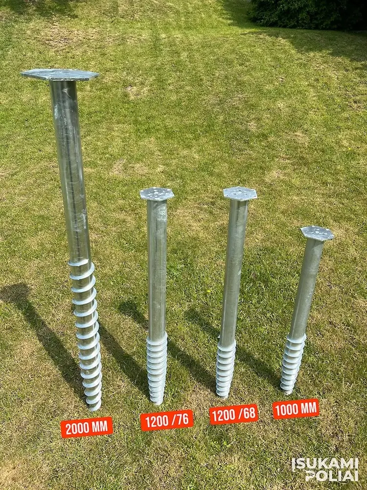 Sraigtiniai poliai, Isukami poliai, Poliai terasai, Poliai pamatams