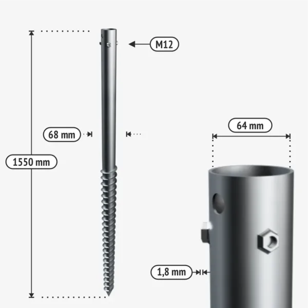 Sraigtiniai poliai G1550 68 tech