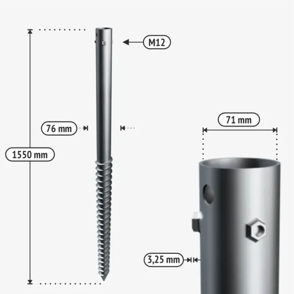 Sraigtiniai poliai G1550 76 tech