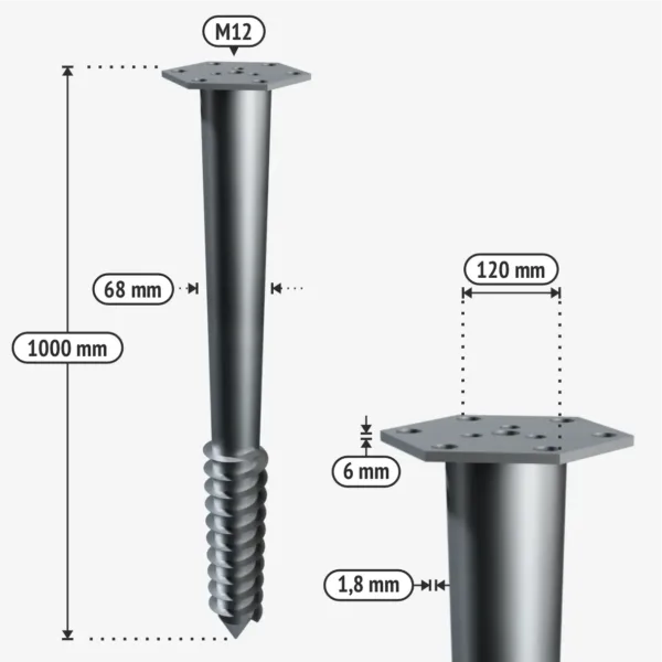 Sraigtiniai poliai M1000 tech
