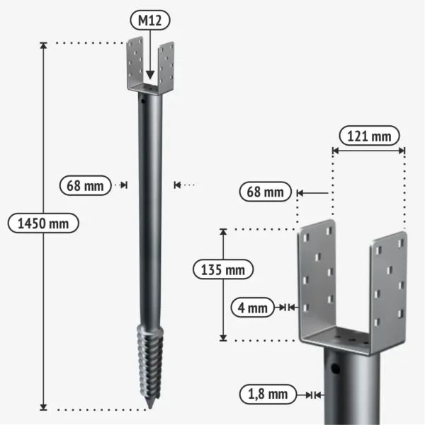 Sraigtiniai poliai U1450 tech