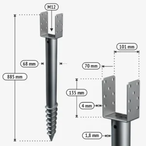 Sraigtiniai poliai U885 tech